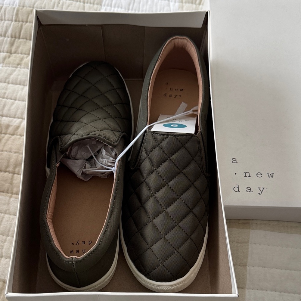 A New Day Women’s Quilted Slip-On Shoes - Dark Green